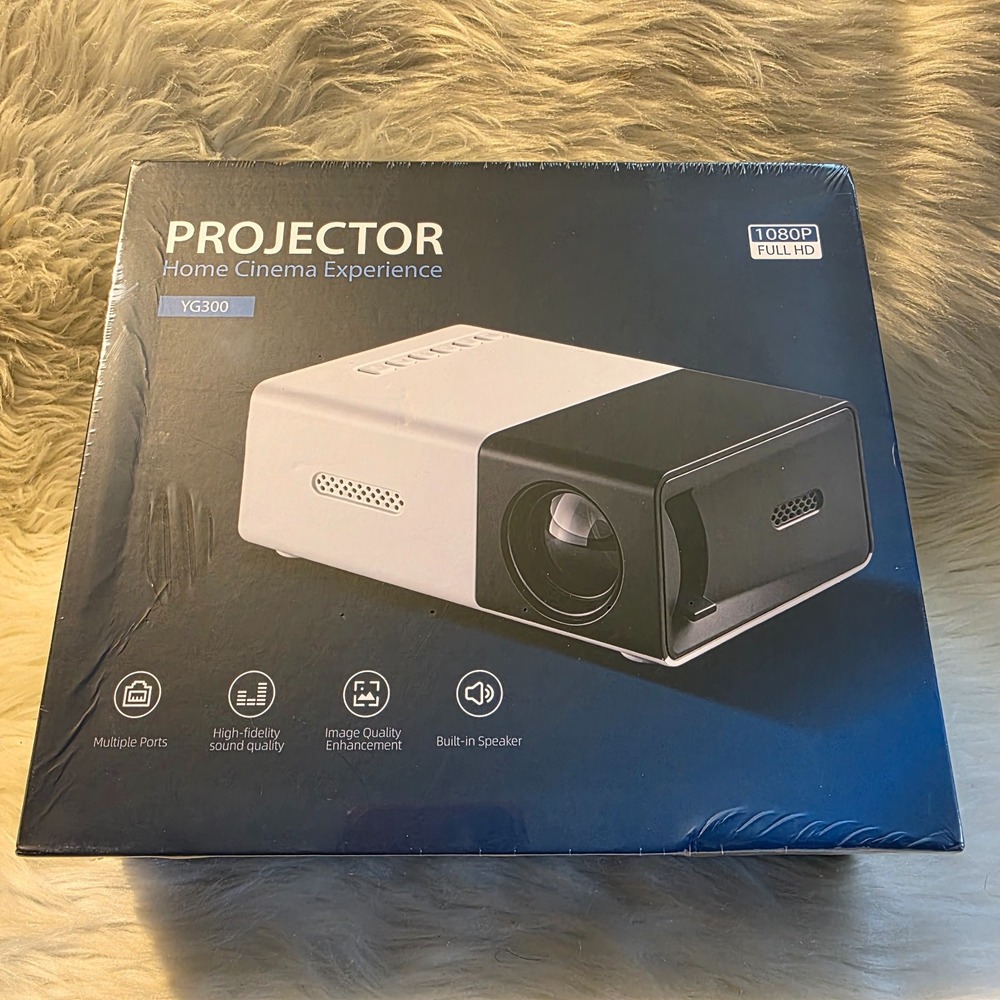 YG300 Mini LED Projector 1080P Supported HDMI USB AV Home Theater New Sealed